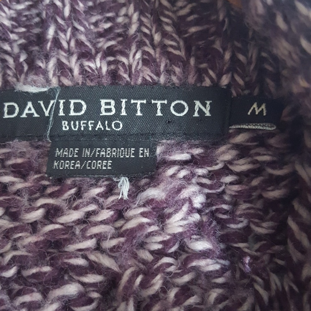 Buffalo by David Bitton Cozy Knit Poncho sweater Purple Thick Turtle Neck fringe - Picture 5 of 7